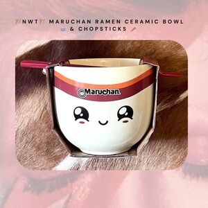 🏷️🎉🆕 Maruchan kawaii ramen noodle bowl, spoon, chopsticks bundle set